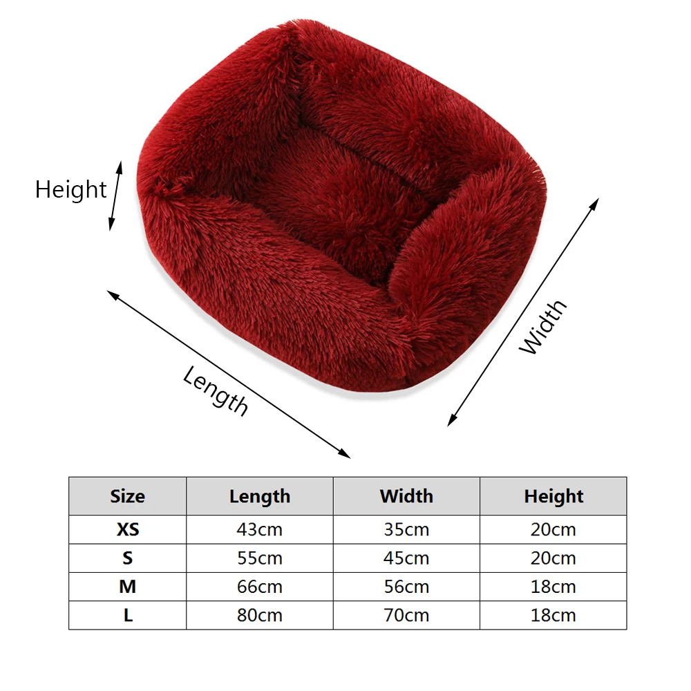 Квадратная супермягкая кровать для собак круглая моющаяся плюшевая подстилка