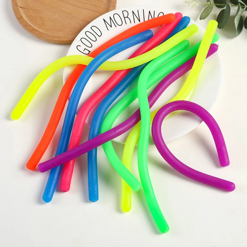 Juguete de descompresi&oacute;n para ni&ntilde;os y adultos, cuerda el&aacute;stica de goma suave para aliviar el estr&eacute;s, 4 Uds.-1