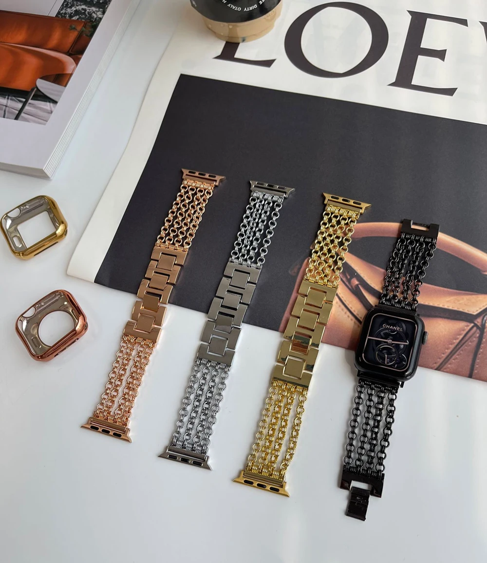 

Stainless Steel 40mm 44mm Strap for Apple Watch Band 6 SE 5 4 3 Metal 38mm 42mm Replacement Bracelet Sport Band for IWatch 6 5