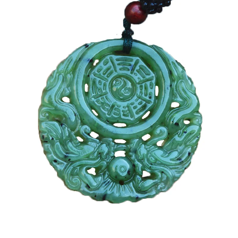 (Сертификат) оптовая продажа натуральный зеленый нефрит двухстороннее ожерелье