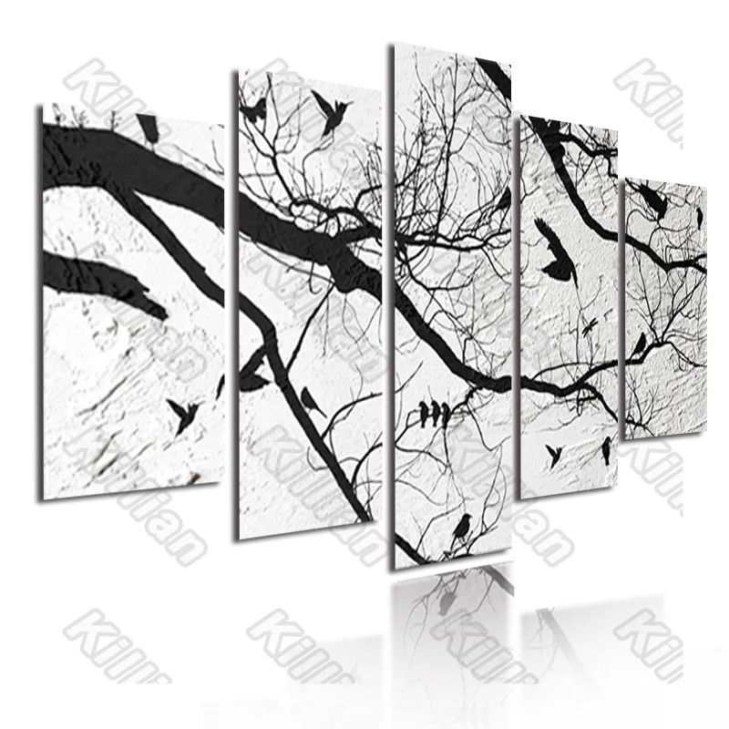 

Landscape Style Mural Canvas Paintings Modular Bed Home Decor Prints 5 Pieces Nostalgia Dead Tree Decoration Living Room Fresco