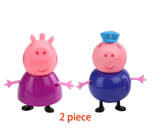 2 PCS Оригинальная игрушка Peppa, Свинка Джордж, фигурки, кукла Peppa, друзья, любовь, обучение, классная сцена, развивающие игрушки, Детский Рождественский подарок - Цвет: 2 PCS