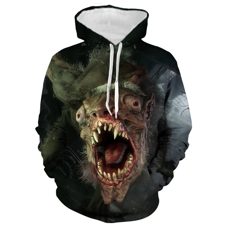 

2021 New Fashion Men's 3D Printed Skull Pattern Hoodie Oversized Pullover Casual Loose Hooded Sweatshirt Boy Street Fun Clothes
