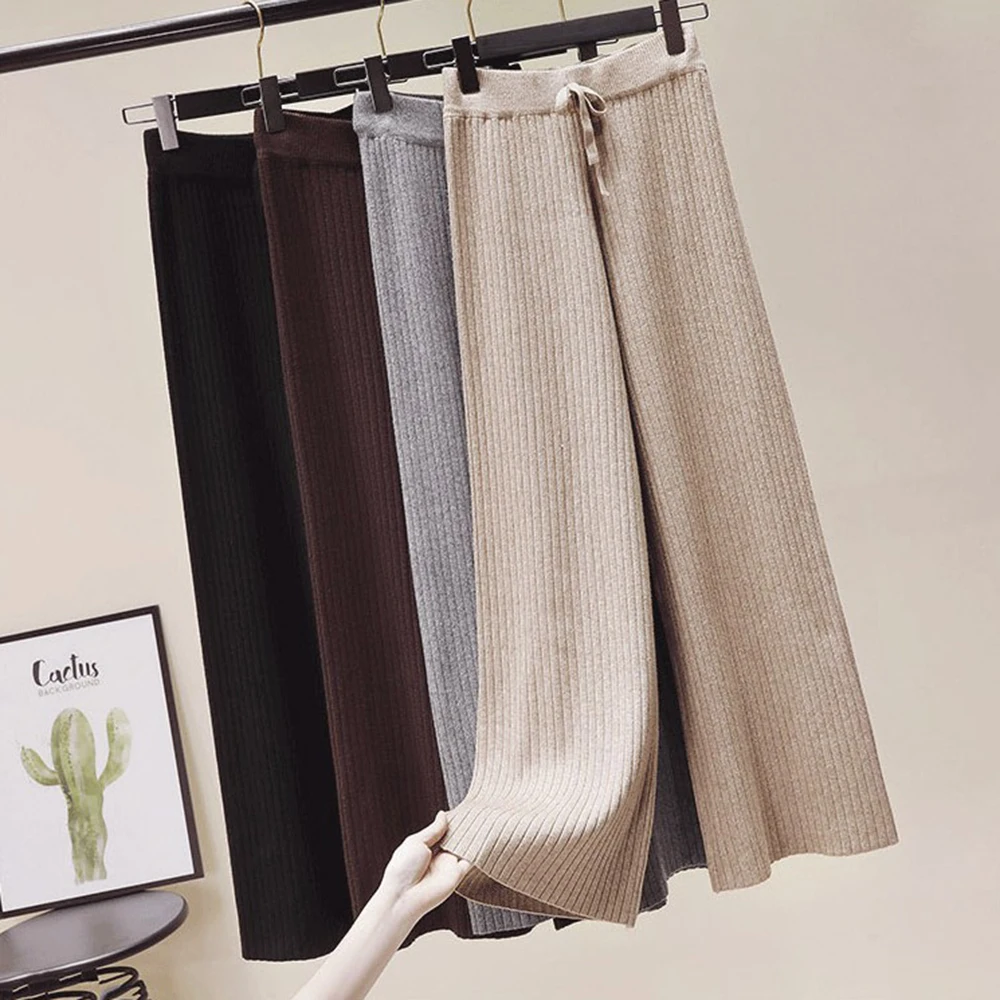 Женские повседневные Прямые брюки женские свободные трикотажные широкие на