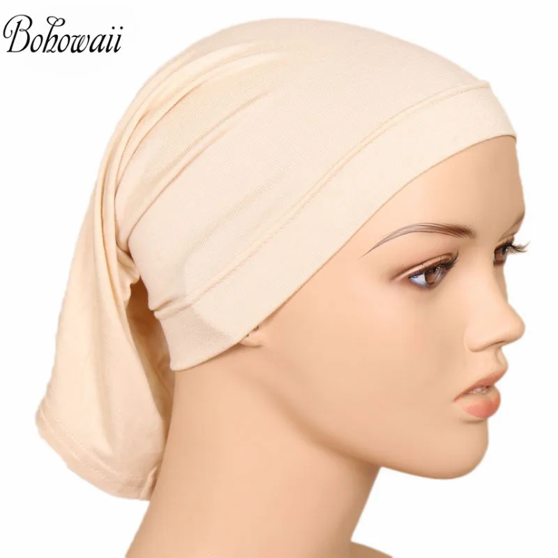 

BOHOWAII Cotton Bonnet Hijab Caps Stretch Underscarf Tube Islamic Neck Cover Muslim Accessories for Women Inner Cap
