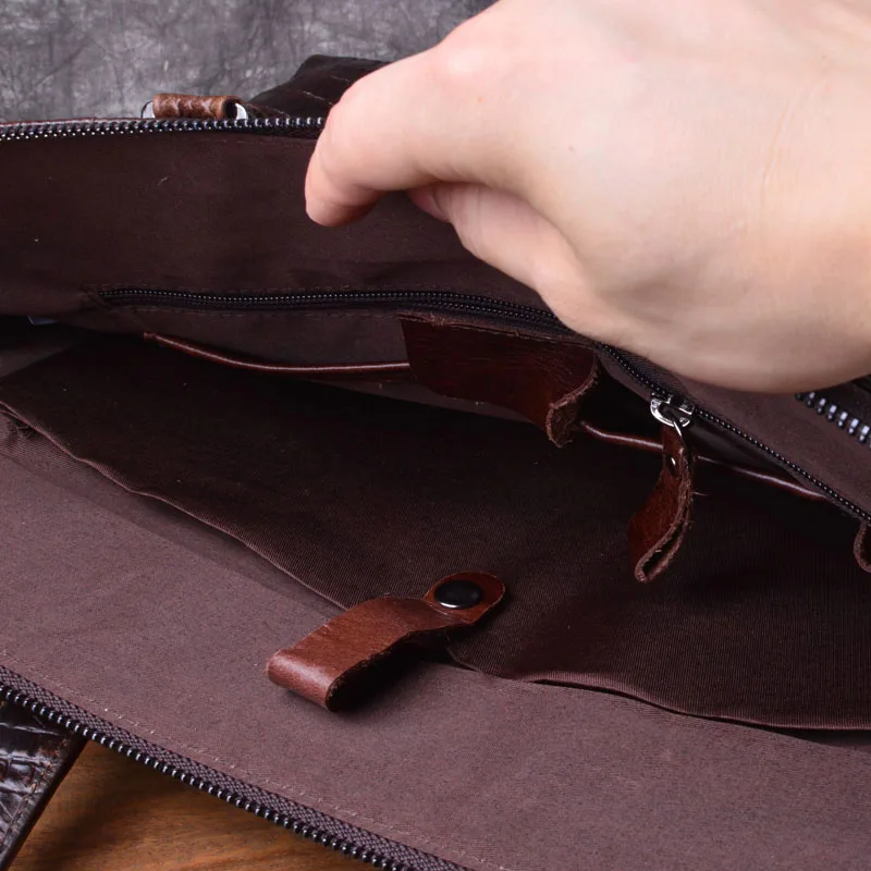 AETOO мужской портфель с крокодиловым узором кожаная мужская деловая сумка