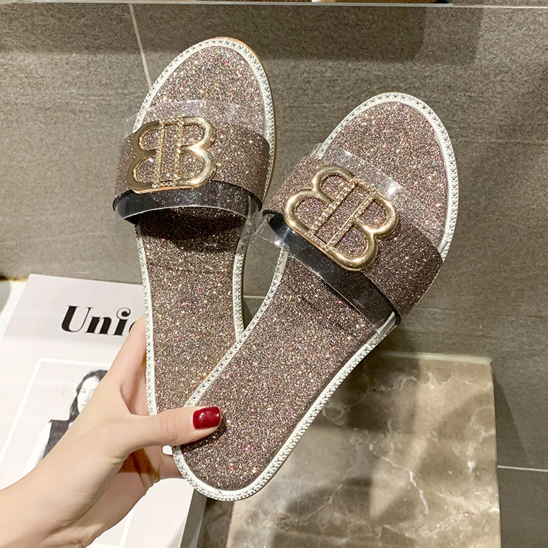 2020 Женские шлепанцы босоножки на плоской подошве повседневная обувь Уличная