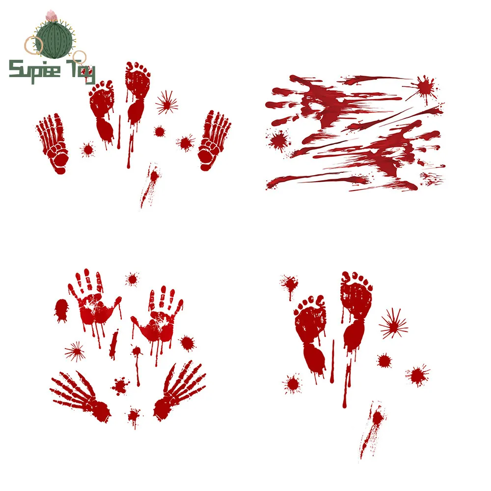 Ужасные кровавые наклейки на Хэллоуин с ручным принтом стену окно дверь пол