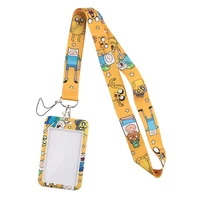 yl6 new anime funny lanyard credit card id badge holder key rings bag student woman travel bank bus business card cover keychain