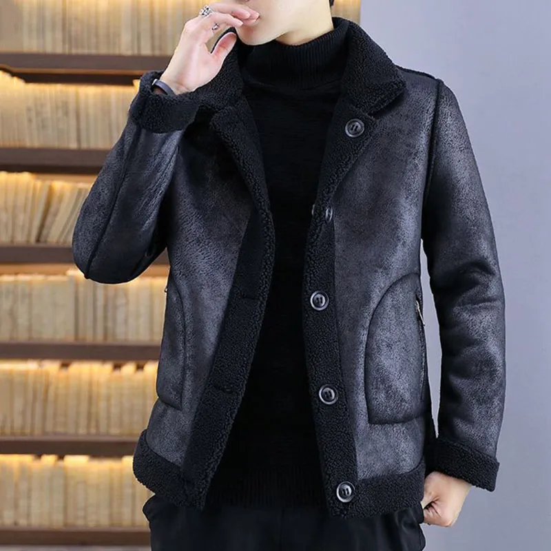 Мужские двухсторонние кожаные куртки на осень и зиму повседневные красивые