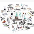 1 коробка, здания в мире, фотообои ручной работы, клейкие бумажные чешуйки, японские наклейки, скрапбукинг, канцелярские принадлежности