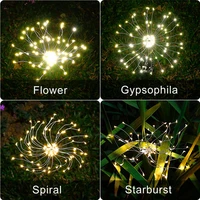 90120150200leds solar firework string light 8 modes copper silver wire lawn landscape lamp holiday wedding decoration