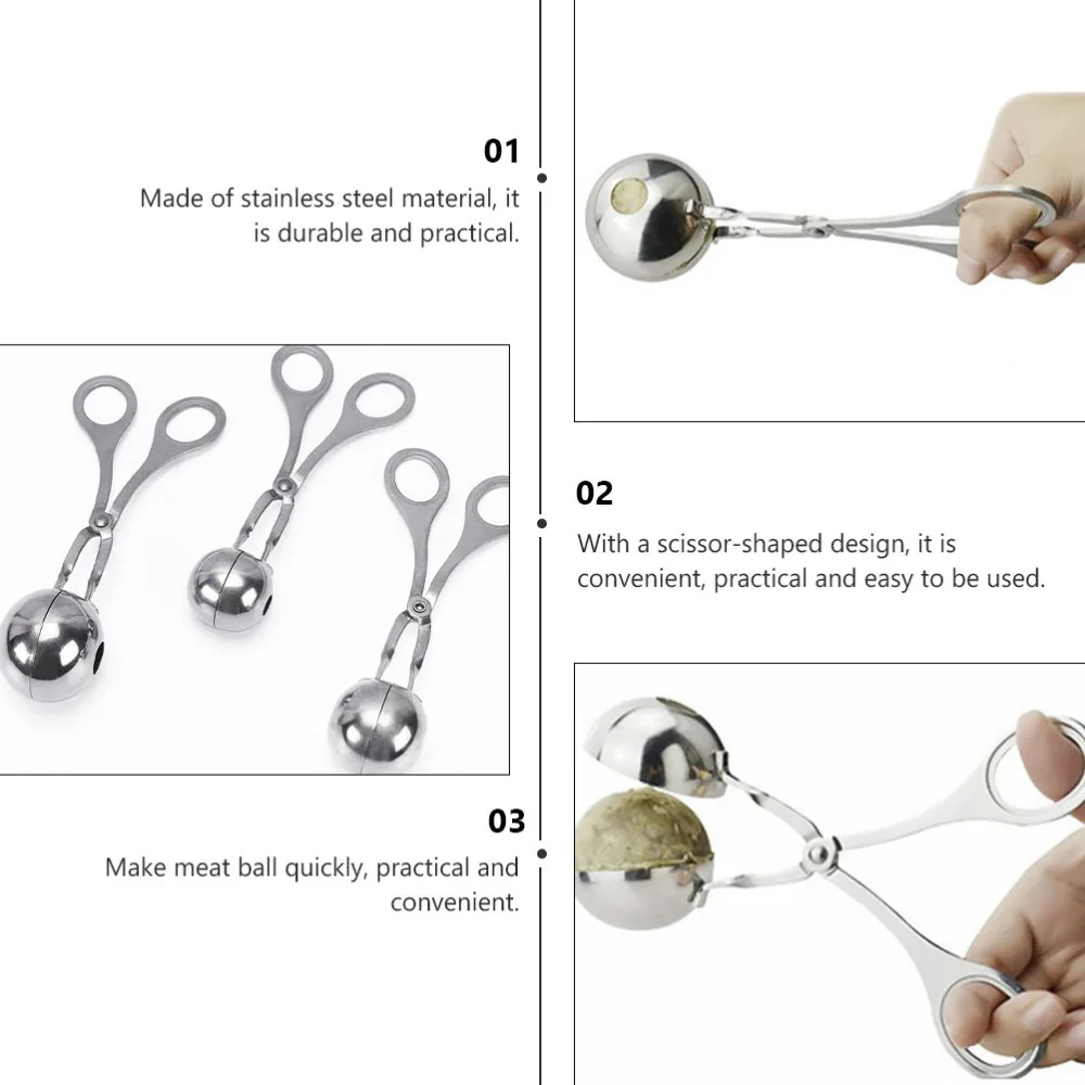 

3Pcs DIY Meatball Clip Useful Meatball Makers Stainless Steel Meatball Clip