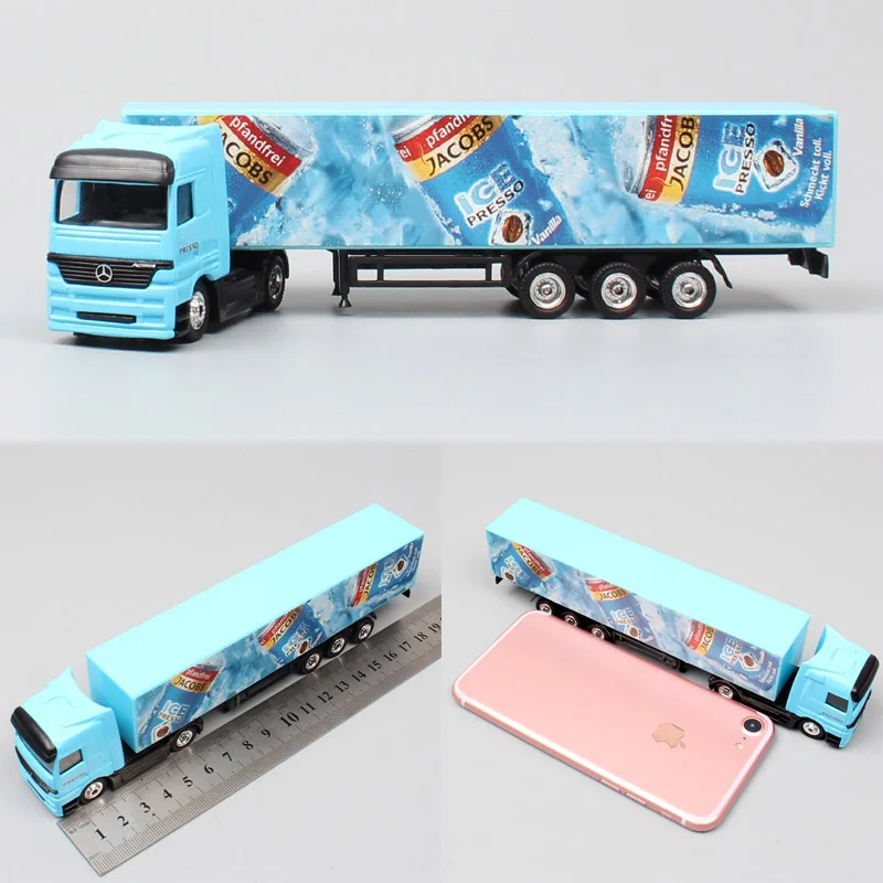 Цвет: желтый 1/87 Scale Mini Small Germany Advertising AD Media container Cargo trailer tow Truck Diecasts& Toy Vehicles model Cars souvenir - Цвет: Цвет: желтый