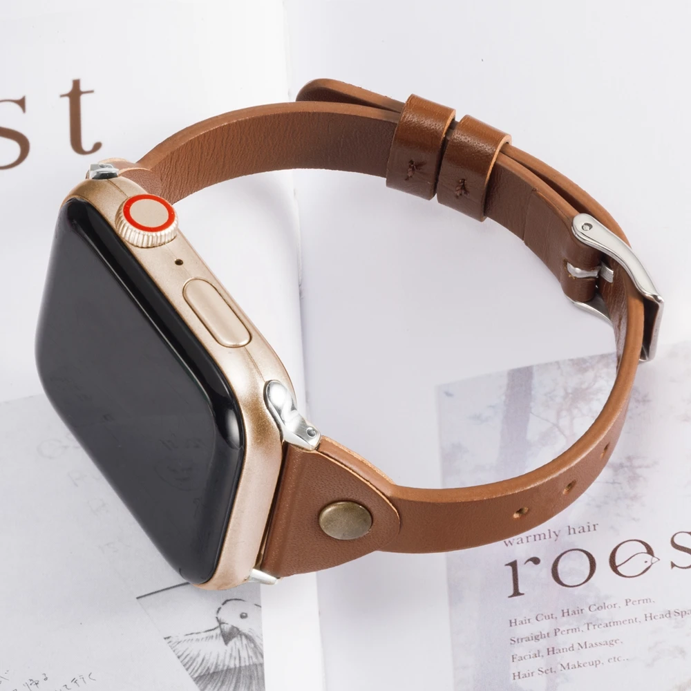 Ремешок кожаный для Apple Watch Series 4 1 2 3 10 цветов двойной браслет iwatch 38 40 мм 42 44 мужчин и