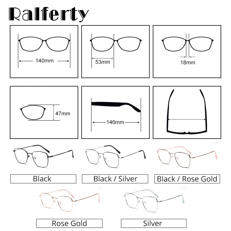Ralferty, полностью металлические очки, оправа для женщин, Золотые очки для глаз, для мужчин, близорукость, оптические оправы для очков, monturas de lentes mujer Y1132