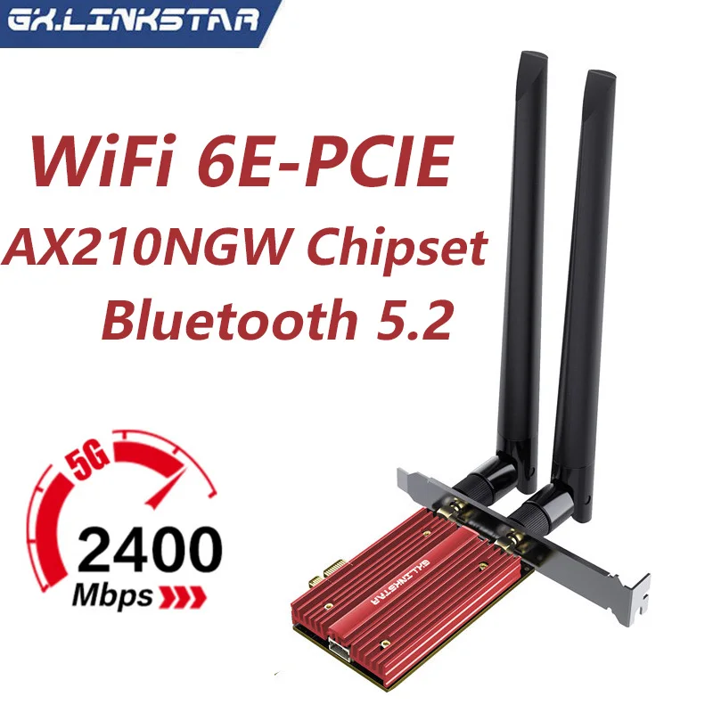 

3000Mbps For Intel AX210 Dual Band Bluetooth 5.2 WiFi 6E Wireless Network WiFi Card PCI-Express Adapter Desktop 2.4Ghz/5Ghz