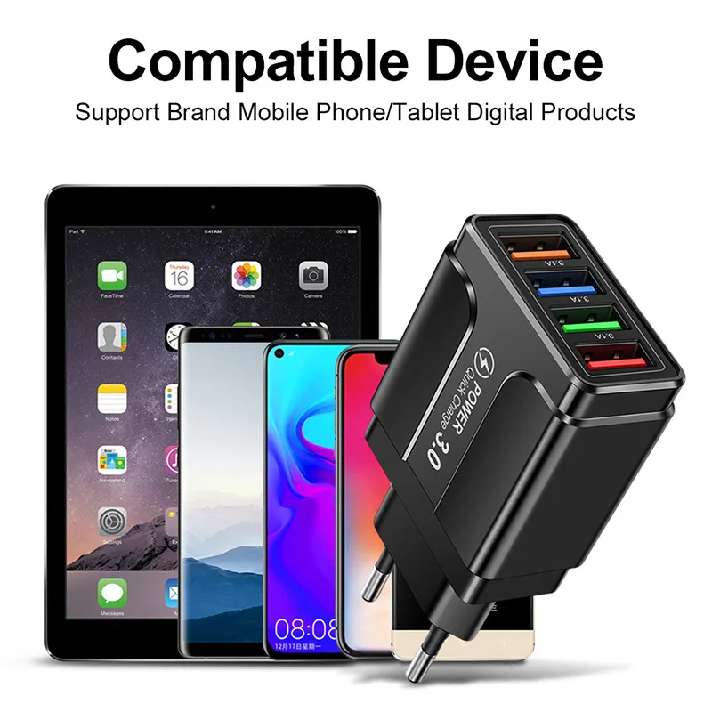 Сетевой адаптер для телефона 5 В 3 А 4 USB-порта | Строительство и ремонт