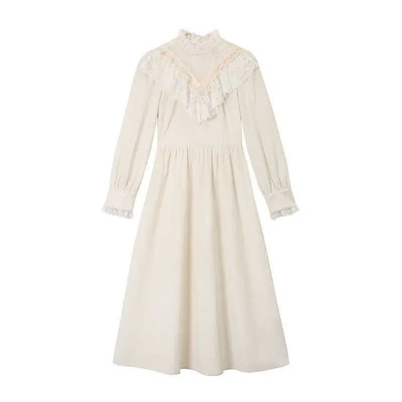 

Sweet Fairy Vintage Dress Women 2021 Spring Lace Bow Party One Piece Dress Korean French Retro Elegant Midi Dress Female Cute