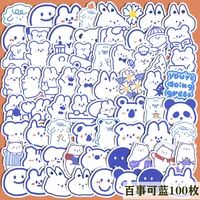 korean ins cute blue penguin bear rabbit hand account sticker mobile phone case water cup diary decorative sticker