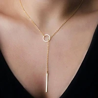 hot sale circle strip long chain necklace collares kolye bijoux femme choker necklace leaf cross pendant