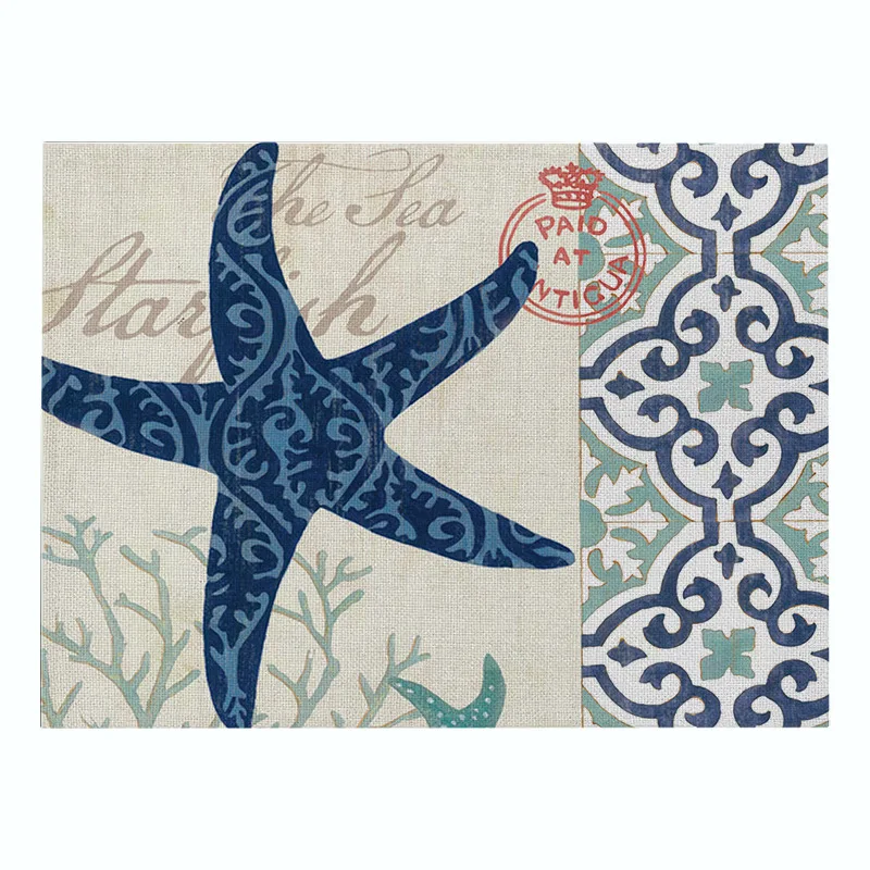 

2-piece printed cotton linen dining mat placemats for table polyester Linen Table Mat heat insulation and anti slip