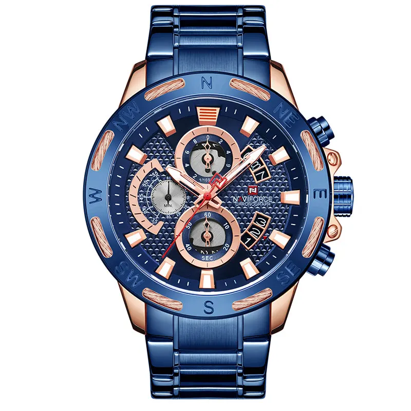 Blue NAVIFORCE мужские часы лучший бренд класса люкс бизнес модные кварцевые часы мужские наручные часы военные часы мужские Relogio Masculino - Цвет: Blue