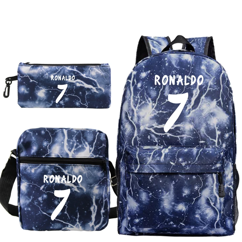 

Cristiano Ronaldo CR7 Backpack 3Pcs/Sets Schoolbags Pencil Case Shoulder Bags Boys Girls Daily Bookbags Teenager Casual Backpack