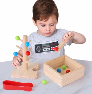 Детская деревянная настольная игра Монтессори с зажимами и бусинами, Интерактивная игрушка для мальчиков и девочек, Раннее Обучение для малышей 3 года