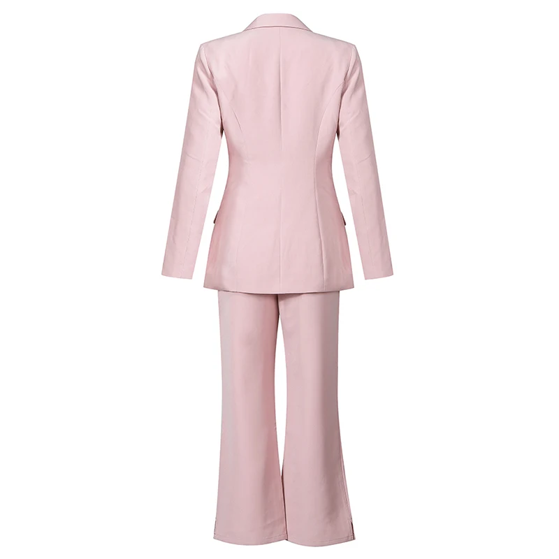 INDRESSME 2019 Новый Модный женский розовый костюм элегантный офисный комплект из 2