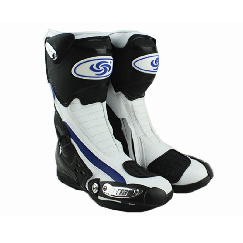 Мужские кожаные мотоциклетные ботинки из микрофибры|Мотоциклетные сапоги| |