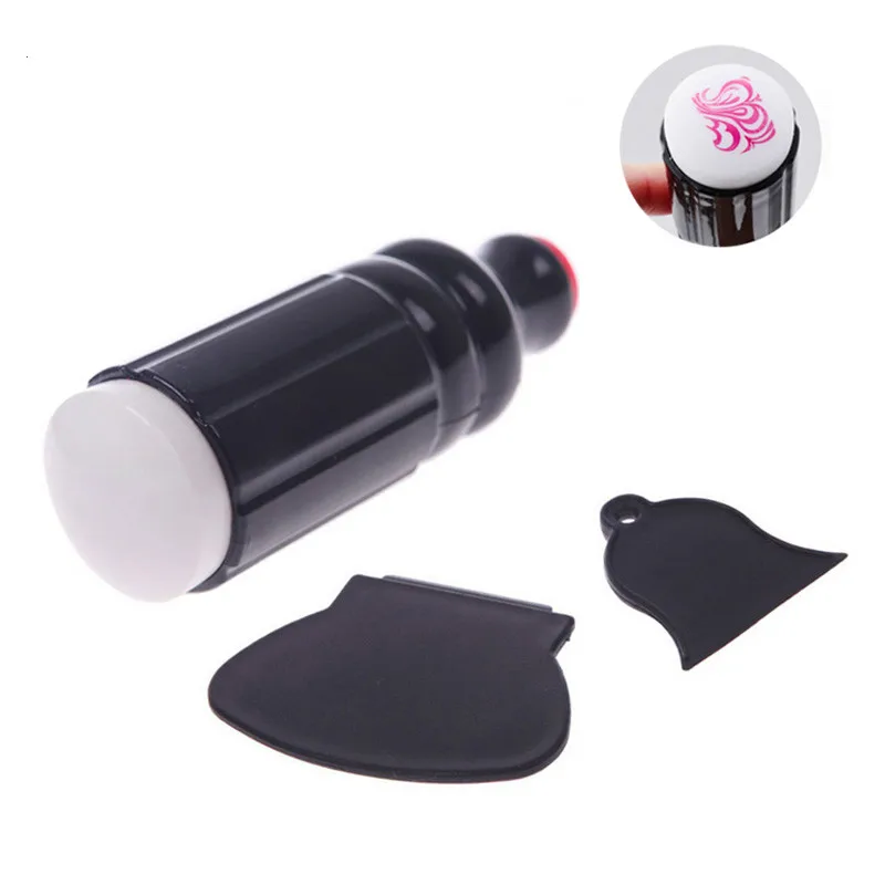 

2019 New Arrive Nail Stamp Scraper Set Black Plastic 2Sides Polish Print Nail Art Beauty Stamping Plate Tools Nail Stamper