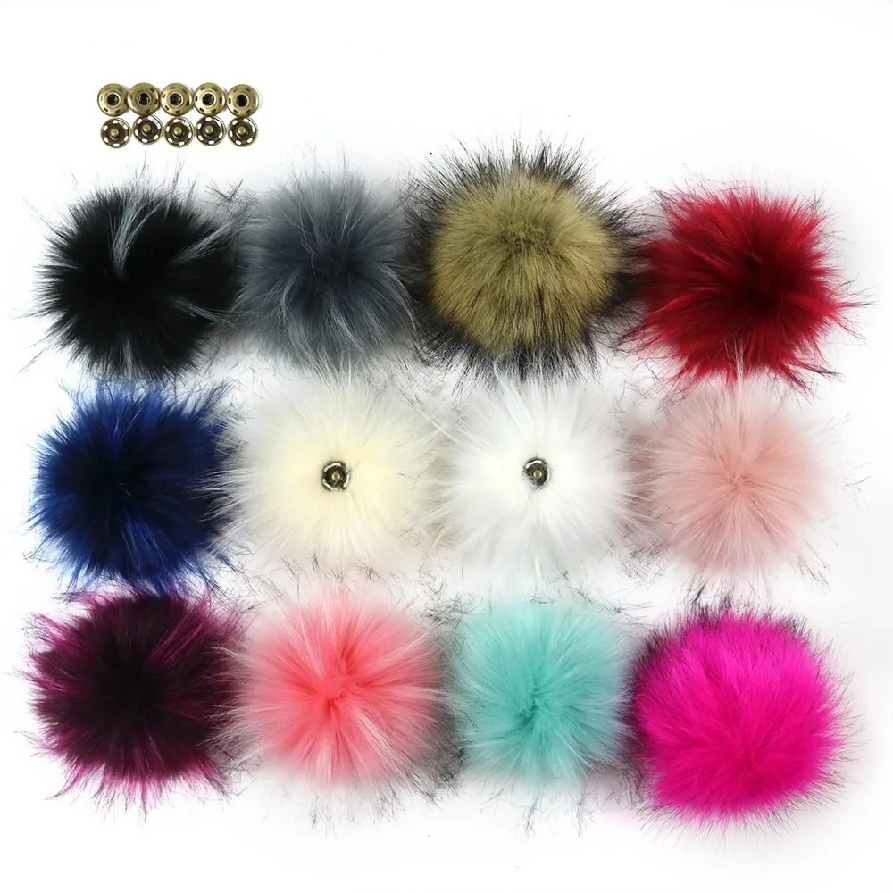 2 шт./лот 10 см DIY искусственный синтетический мех енота меховым помпоном головные