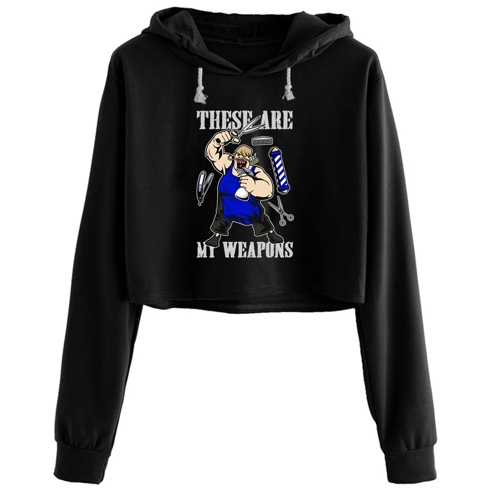 

These Are My Weapons Crop Hoodies Women Goth Grunge Harajuku Anime Pullover For Girls