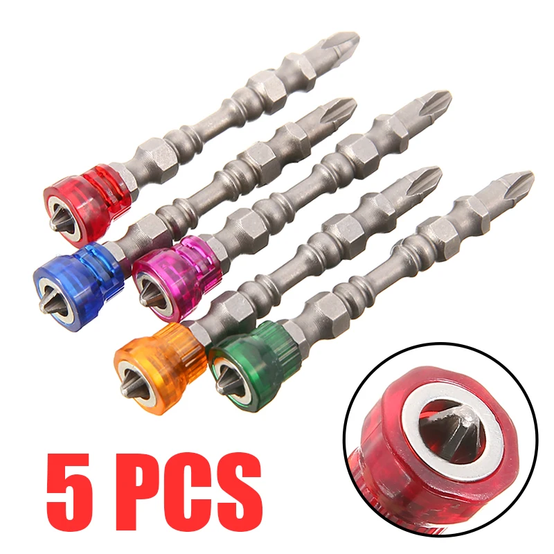 

5pcs Screwdriver Bit Single Head 1/4" Durable Hex Shank Magnetic Screwdriver Bit PH2 Phillips Header