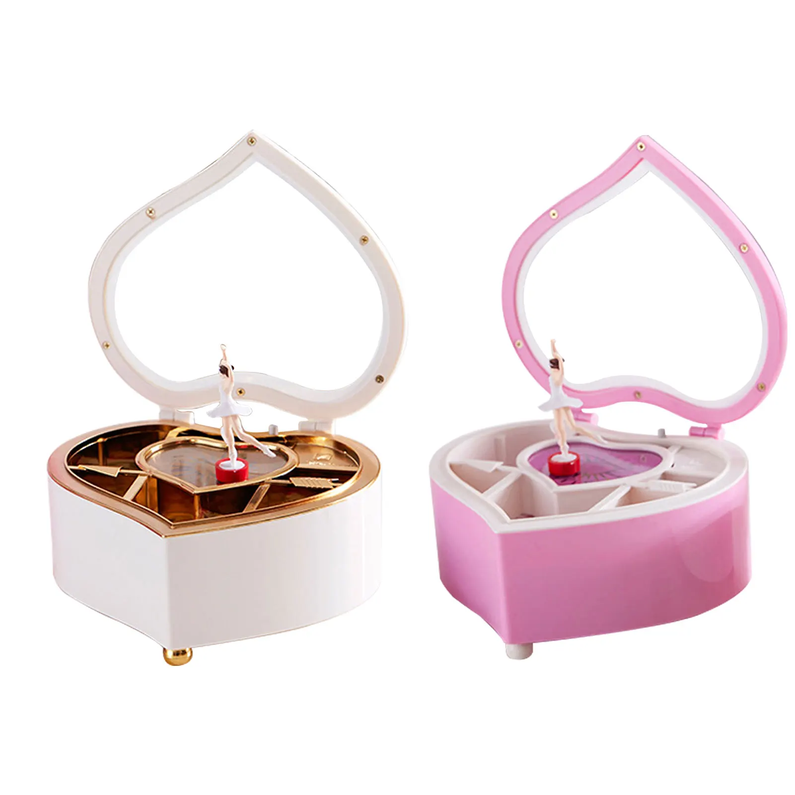 Heart Shaped Dance Ballet Girl Music Jewelry Box Pink Beautiful Ballet Dancer Doll Music Box For Kids Funny Gifts