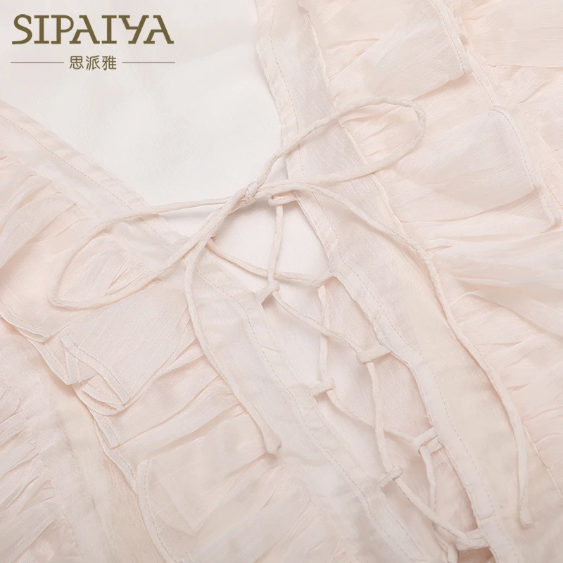 

2021 Summer New Leisure Beach Resort Chiffon Dress Korean Sexy Perspective Open Back Hollow A-line Skirt