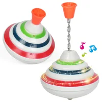 Classic Spinning Tops Toy Funny Music Light Gyro Toy Hand Push Down Spinner Top LED Flash Gyro Kids Boy Birthday Gift Children