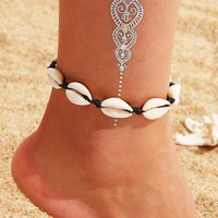 braided shell rope anklet beach waterproof adjustable friendship fashion anklet for women outdoor surfing 2020 summer jewelry