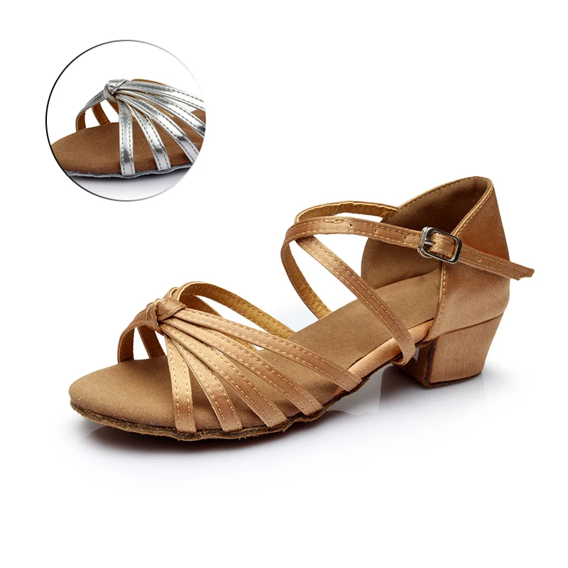 New Latin Dance Shoes For Wome Fashion Ballroom Tango Salsa Party Dancing Shoes For Child/kids Low Heels Pole 20-25cm soft Росси