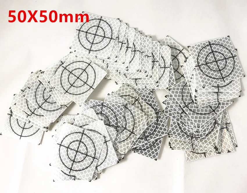 100PCS 50X50MM 100 шт. Отражатель Лист 20x20 30x30 40x40 50x50 60*60 Светоотражающая Целевая лента для геодезии всего станции белого цвета - Цвет: 100PCS 50X50MM