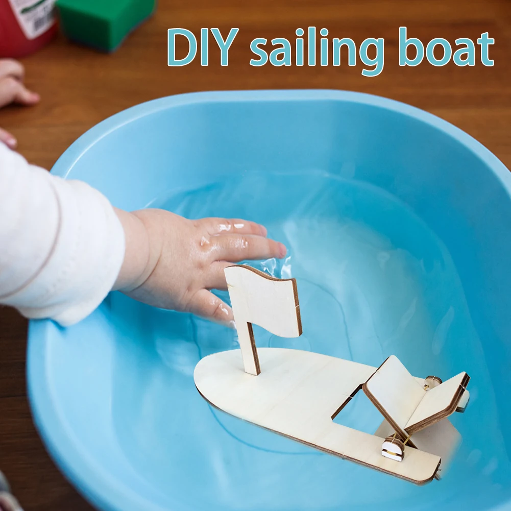 

DIY Wood Sailing Boat Model Materials Kits Kids Science Learning Assembled Toys Classic Educational Assemble Toys