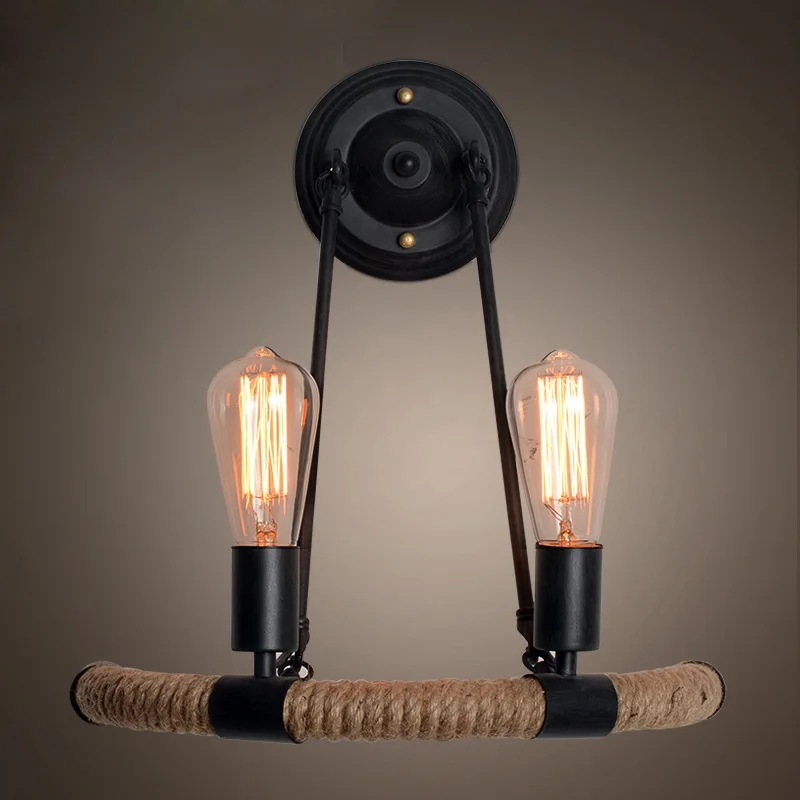 

American Retro Twine Iron Wall Lamp