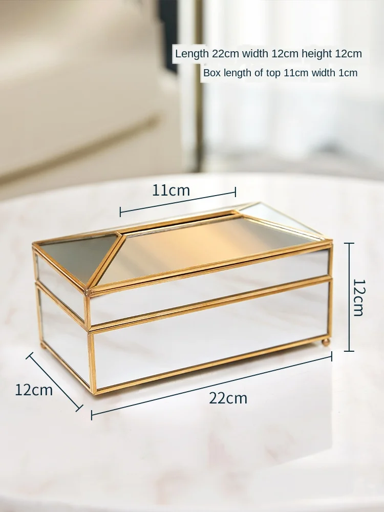 

European creative tissue box Single glass living room of the household Nordic tissue box Luxury light tray
