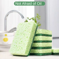 natural wood pulp dish washing sponge double sided dishwashing cotton yarn dish towel dishcloth oil free scouring pad