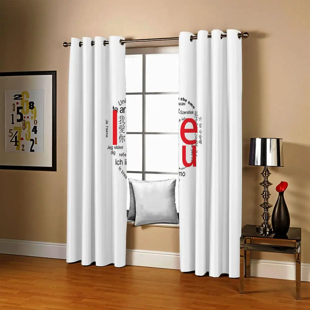 2 панели занавески многоязычные я люблю тебя печать блокировка ткань для окон