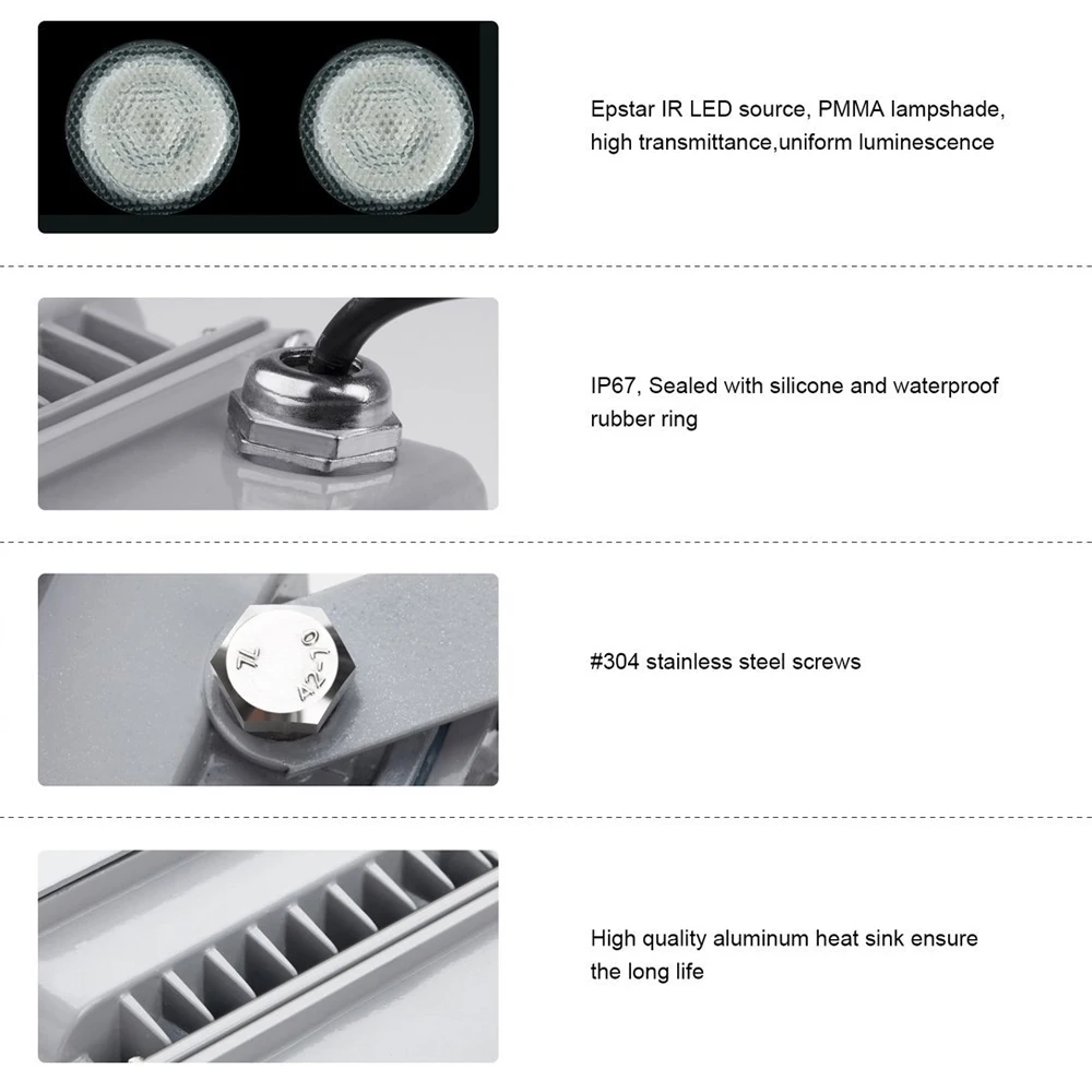 Невидимый осветитель 45/60 градусов нм 6 шт. светодиосветодиодный ИК-подсветильник