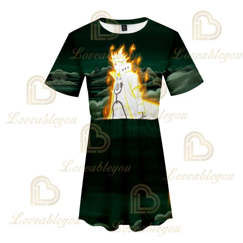 

Anime Skirt Short Dress Crop Top Set Cosplay Costume Girl Digital Print 3D Short Sleeve Skirt Set Halloween