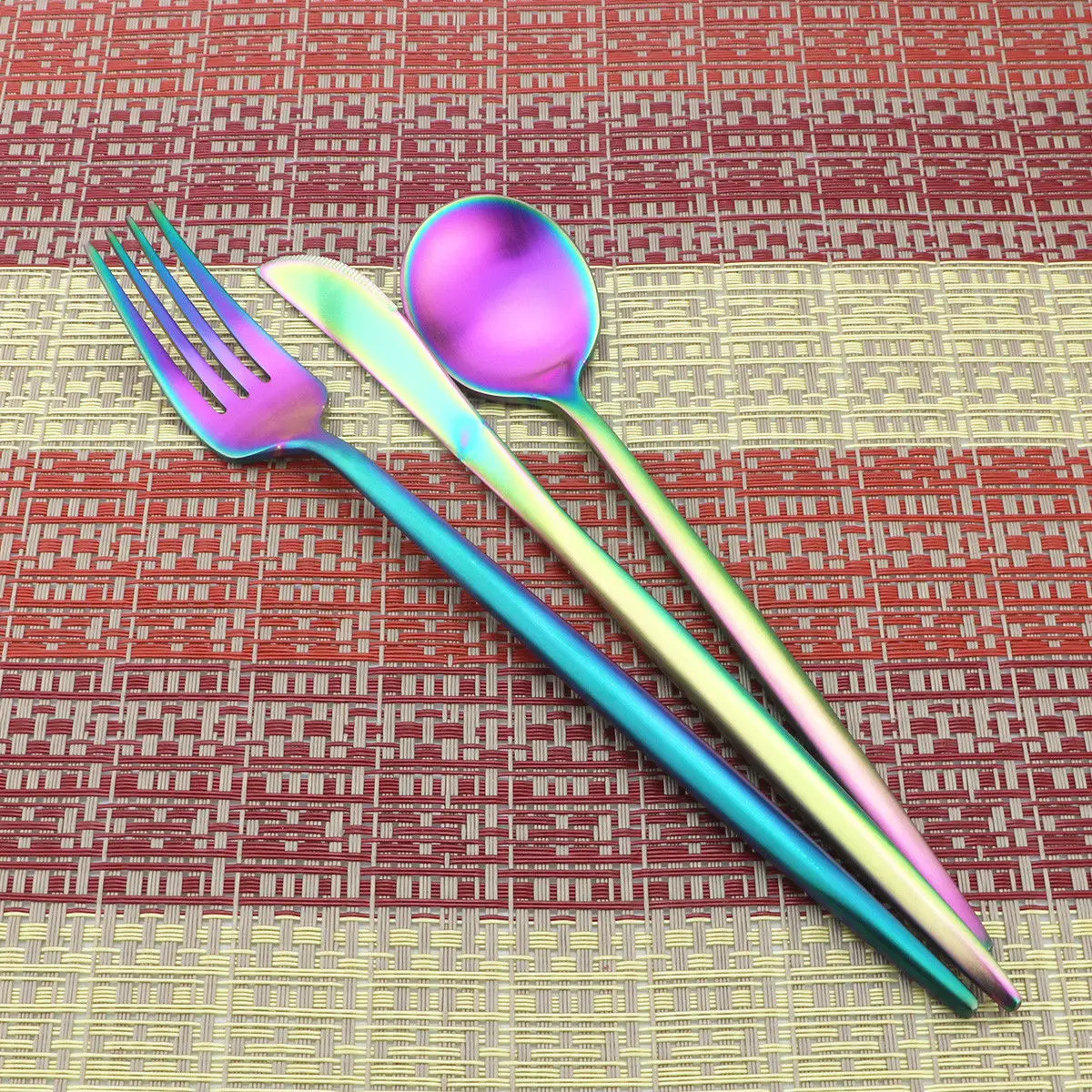 4/5/6Pcs Rainbow Tableware Stainless Steel Cutlery Set Dinner Knife Cake Fork Teaspoon Dinnerware Kitchen Accessories | Дом и сад