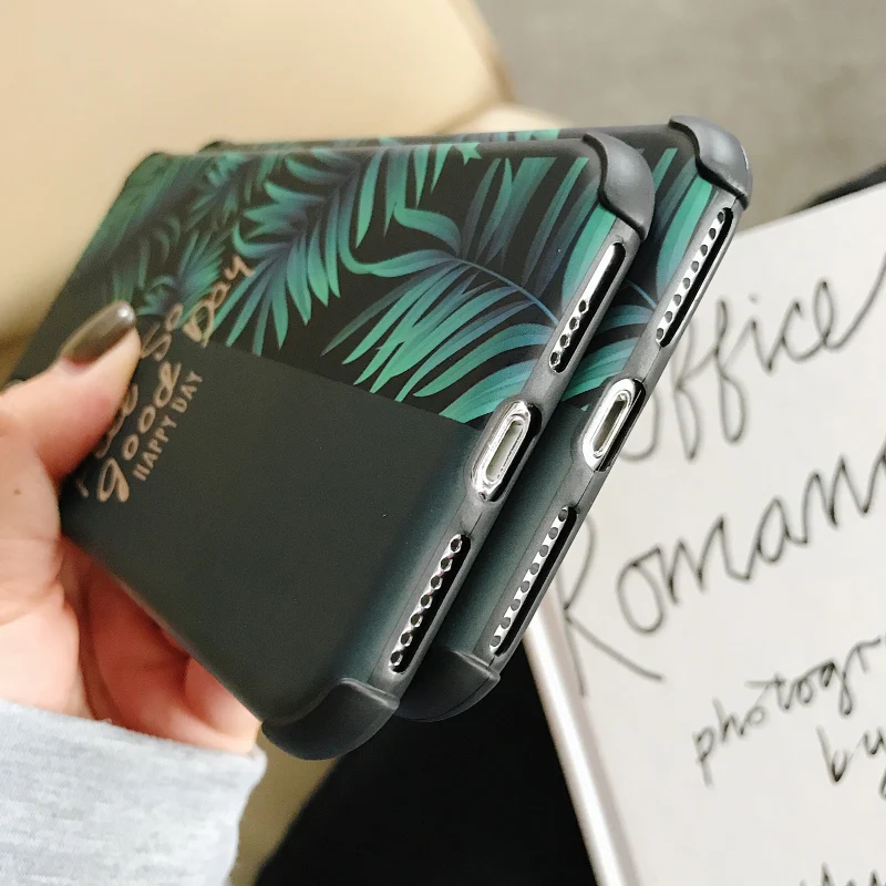 Lovebay Banana Leaf Letters Avocado Phone Case For iPhone 11 X XR XS 11Pro Max 7 8 Plus Splicing Anti-fall Protect Back Cover |
